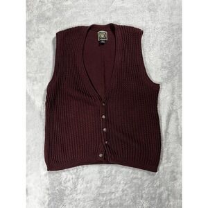 VTG Lake Harmony Mens Large Sweater Vest Burgundy Made in USA Preppy